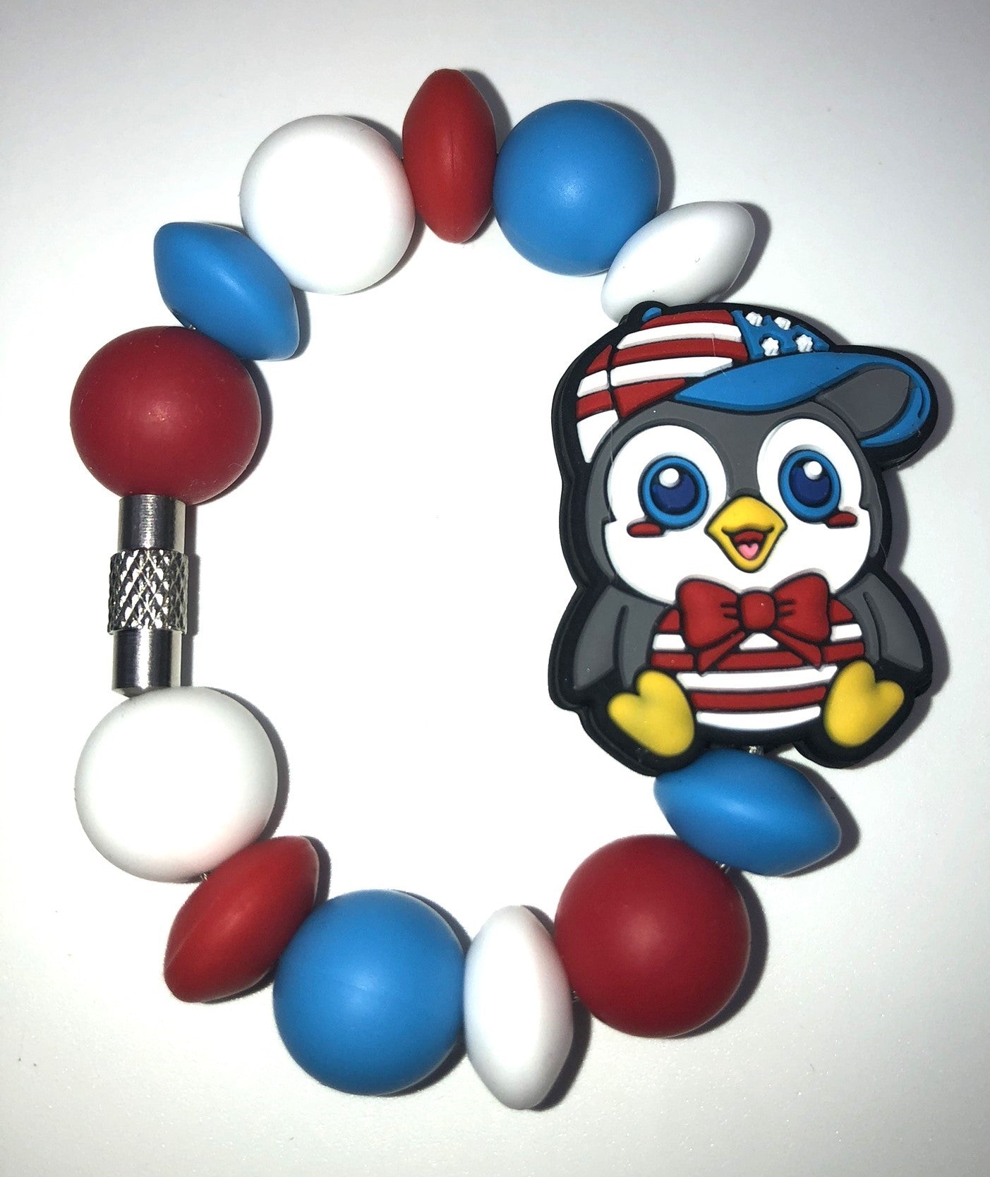 Patriotic Penguin Waddles Stanley Tumbler Cup Handle Charm