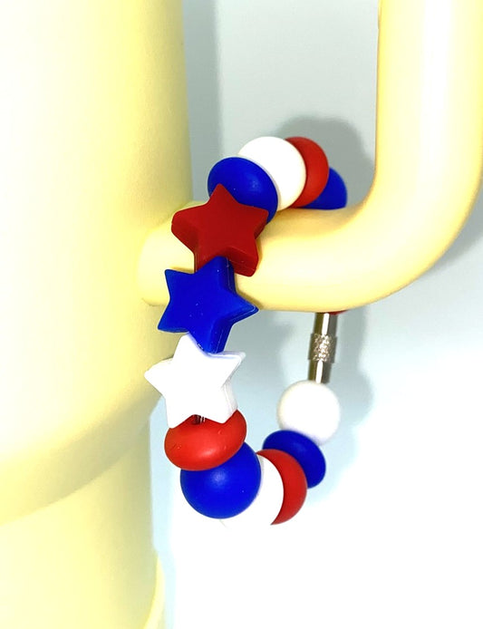Patriotic Stars Red White & Blue Stanley Tumbler Cup Handle Charm