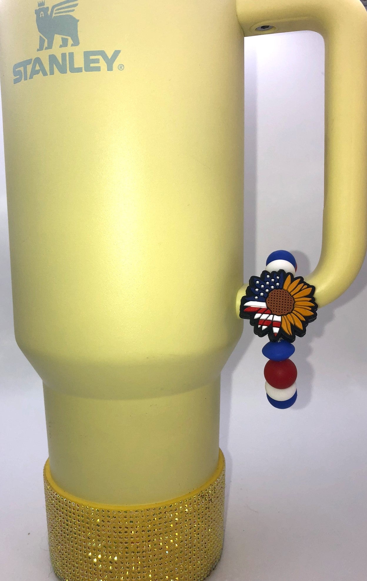 Patriotic Sunflower Stanley Tumbler Cup Handle Charm