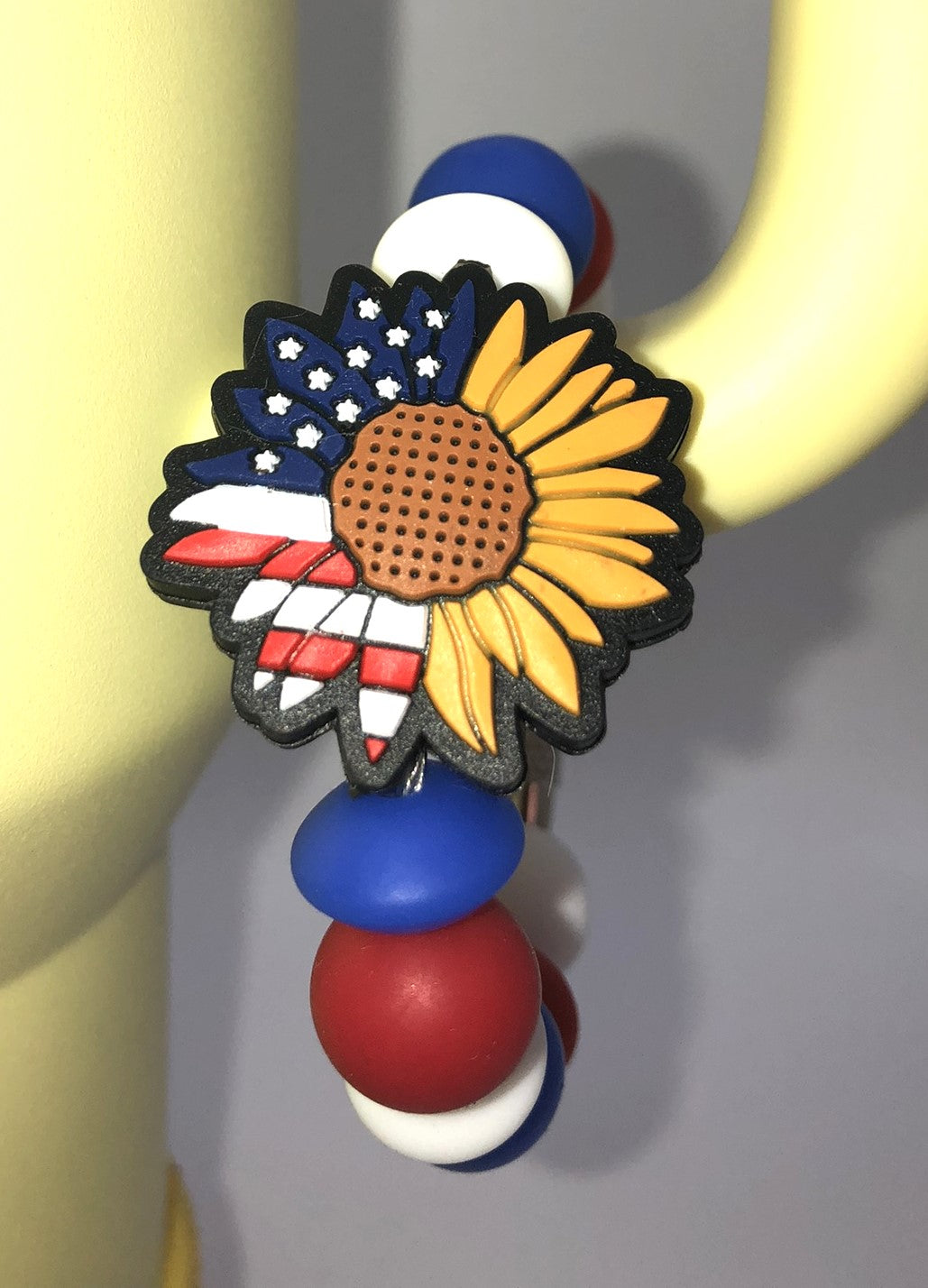 Patriotic Sunflower Stanley Tumbler Cup Handle Charm