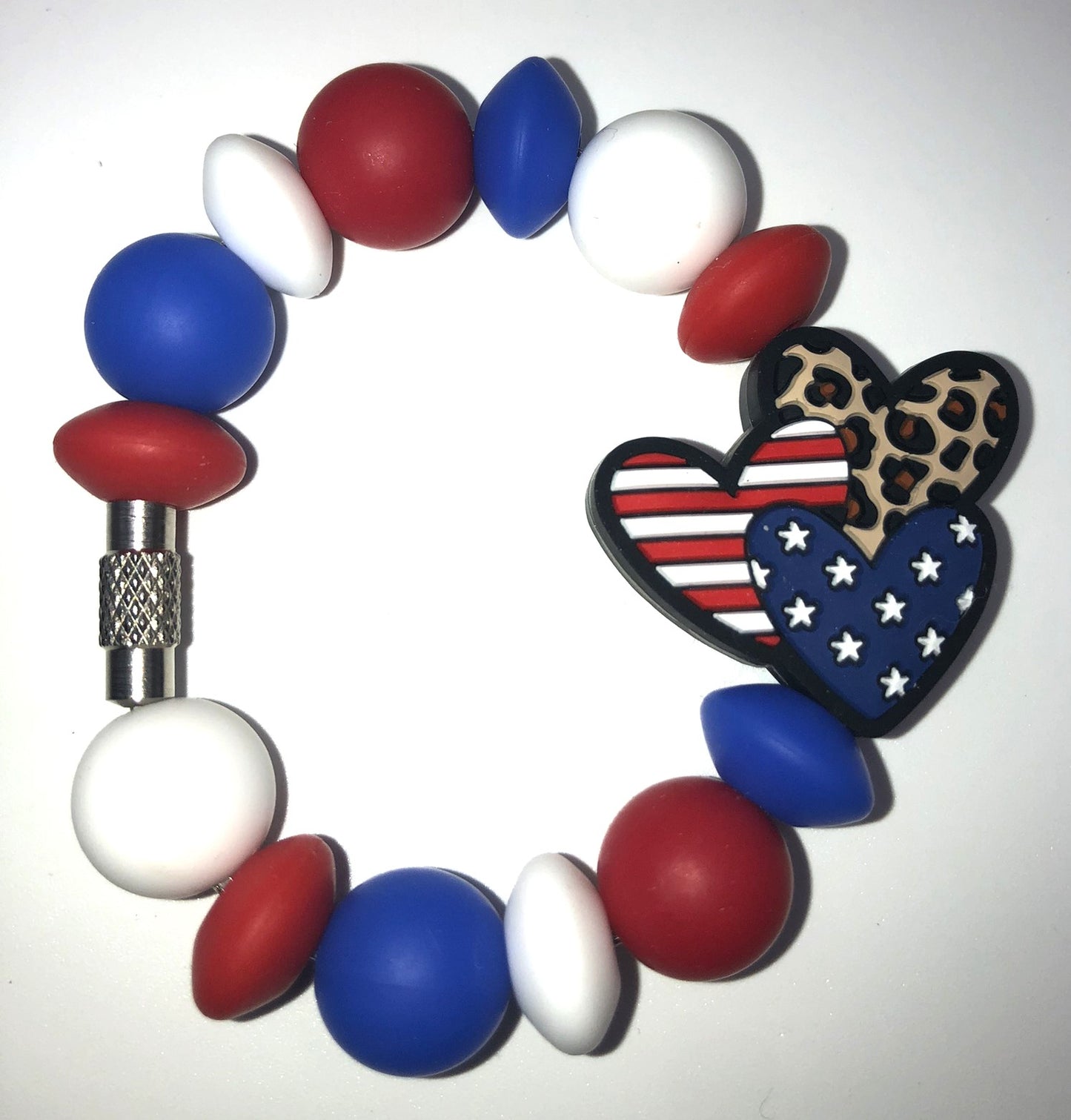 Patriotic Triple Hearts Stanley Tumbler Cup Handle Charm