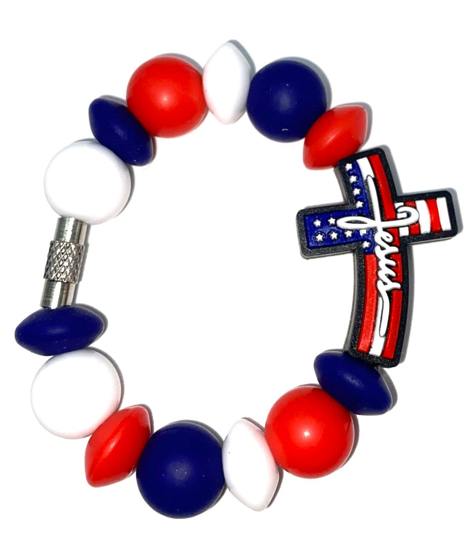 Patriotic Cross Jesus Stanley Tumbler Cup Handle Charm