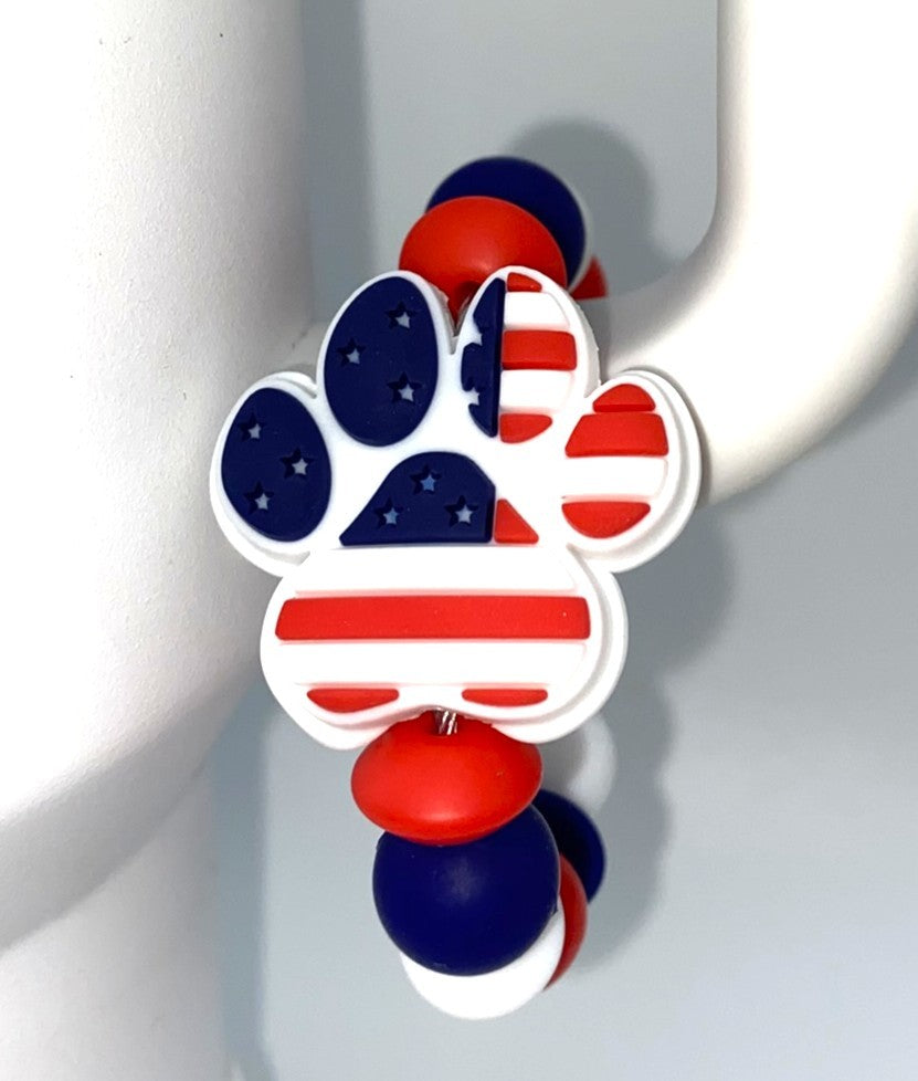 Paw Prints Patriotic Stanley Tumbler Cup Handle Charm