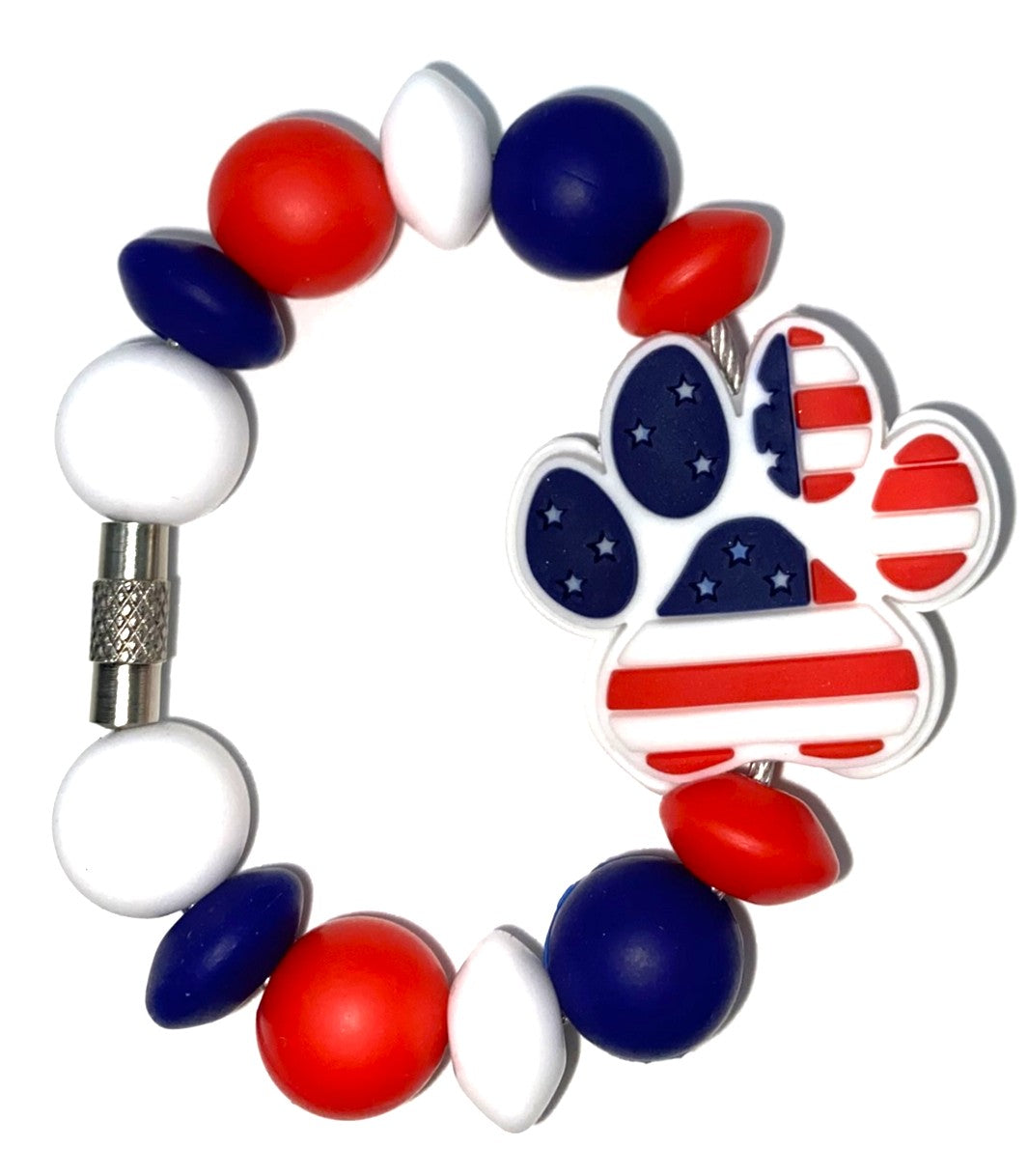 Paw Prints Patriotic Stanley Tumbler Cup Handle Charm