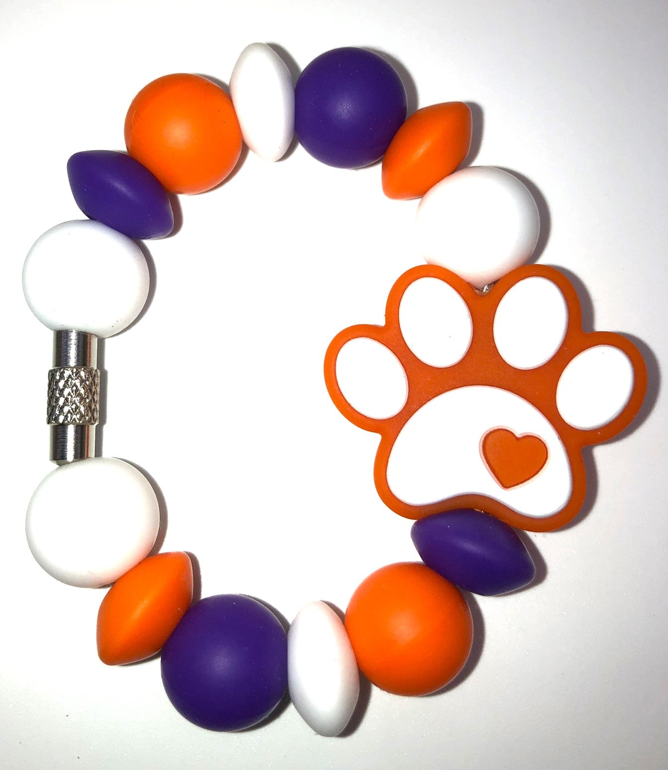 College Football Clemson Orange Tiger Paw w/Heart Stanley Tumbler Cup Handle Charm