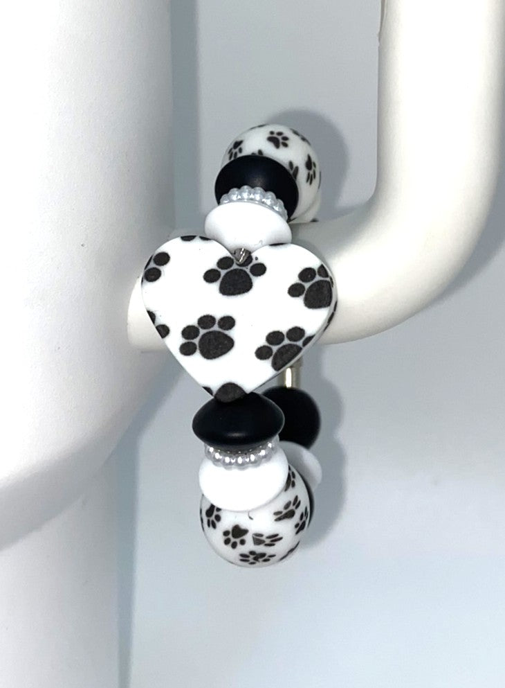 Paw Prints Heart Stanley Tumbler Cup Handle Charm