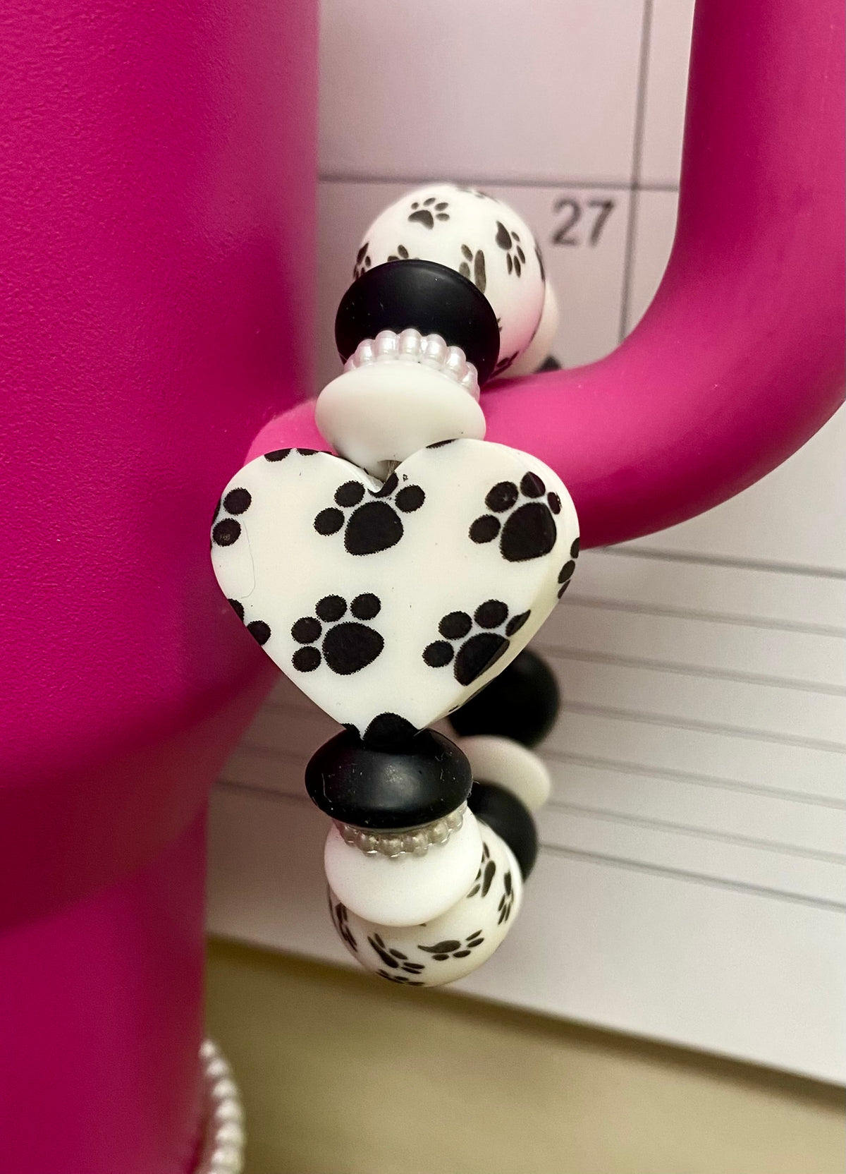 Paw Prints Heart Printed Stanley Tumbler Cup Handle Charm