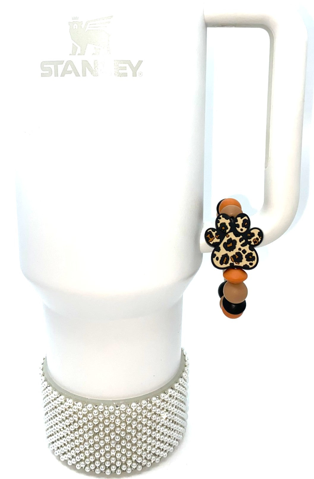 Brown Leopard Dog Paw Print Stanley Tumbler Cup Handle Charm