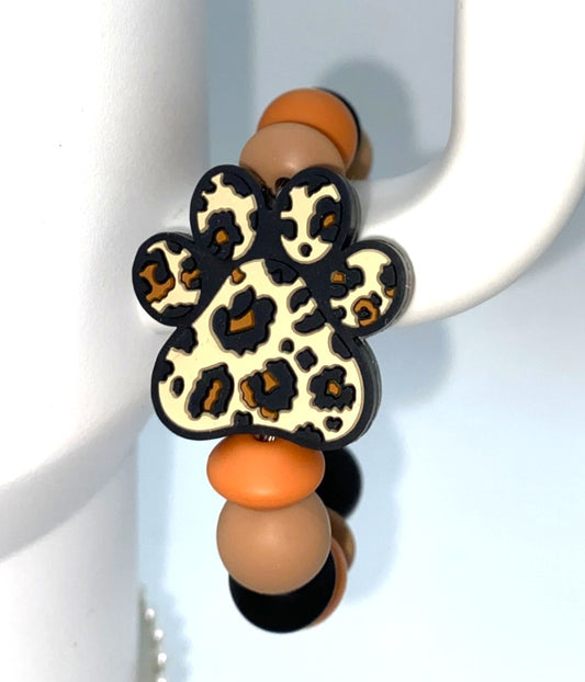 Brown Leopard Dog Paw Print Stanley Tumbler Cup Handle Charm