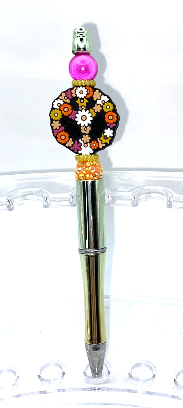 Peace Sign Flowers #1 Beaded Pen