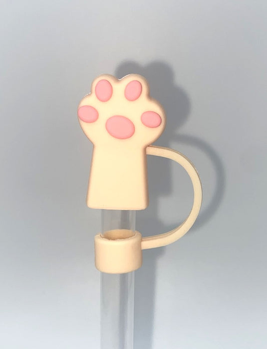 Peach Kitty Cat Paw 3D Straw Topper