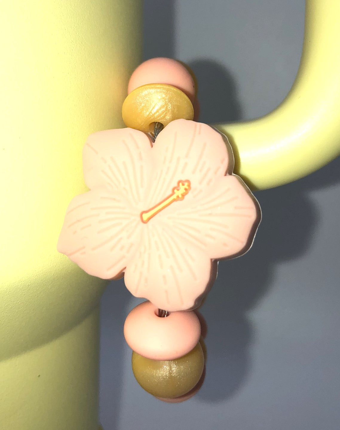 Peach Hibiscus Flower Stanley Tumbler Cup Handle Charm