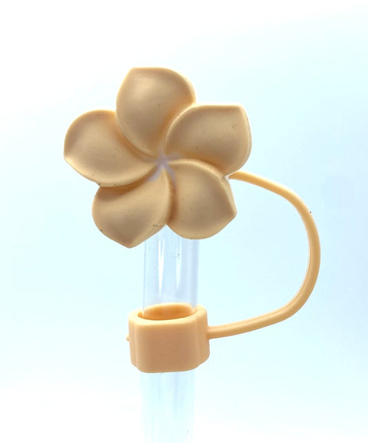 Light Peach Plumeria Flower 3D Straw Topper