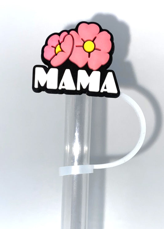 Mama Pink Floral Straw Topper