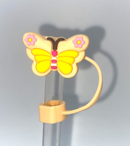 Peach Butterfly Straw Topper