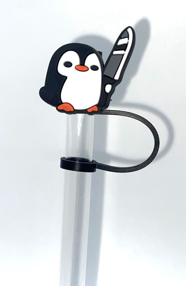 Cute Penguin w/Knife Straw Topper