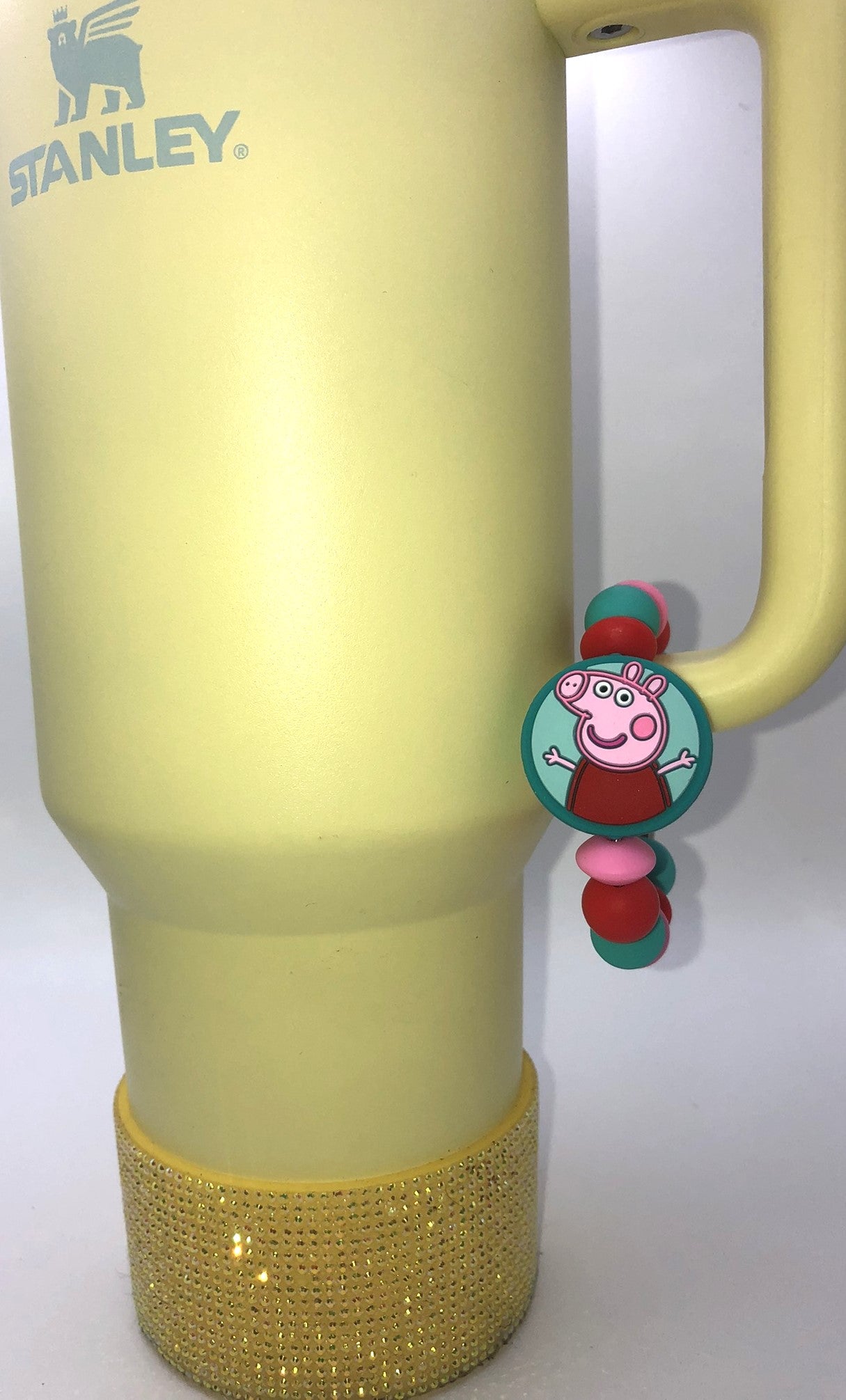 British Cartoon Pig Round Stanley Tumbler Cup Handle Charm