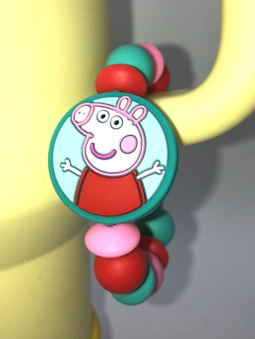 British Cartoon Pig Round Stanley Tumbler Cup Handle Charm