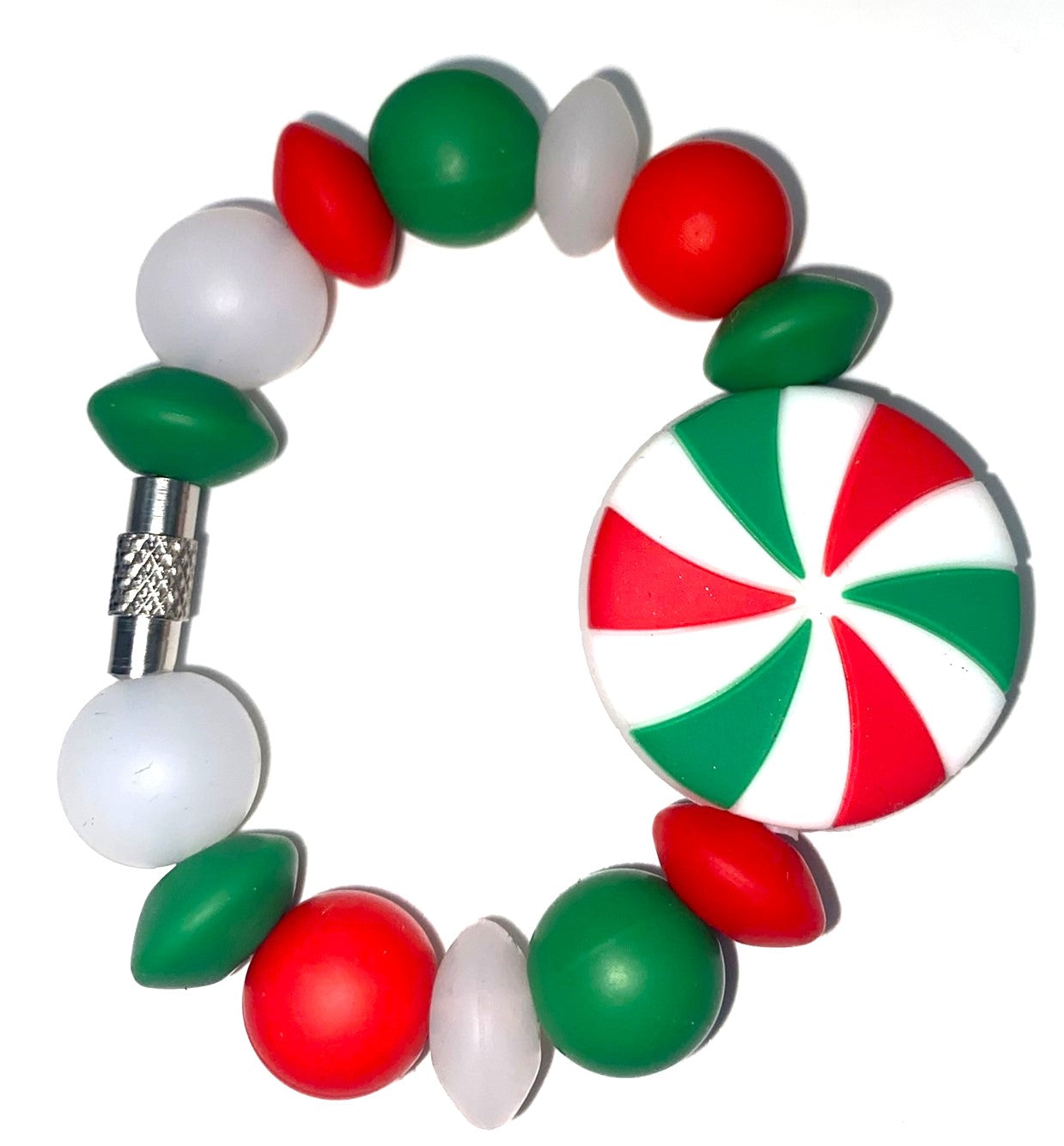 Peppermint Christmas Candy Red, Green & White Stanley Tumbler Cup Handle Charm