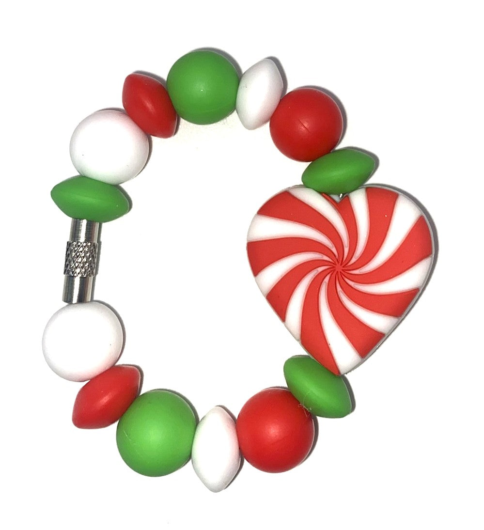 Peppermint Swirls Heart Stanley Tumbler Cup Handle Charm