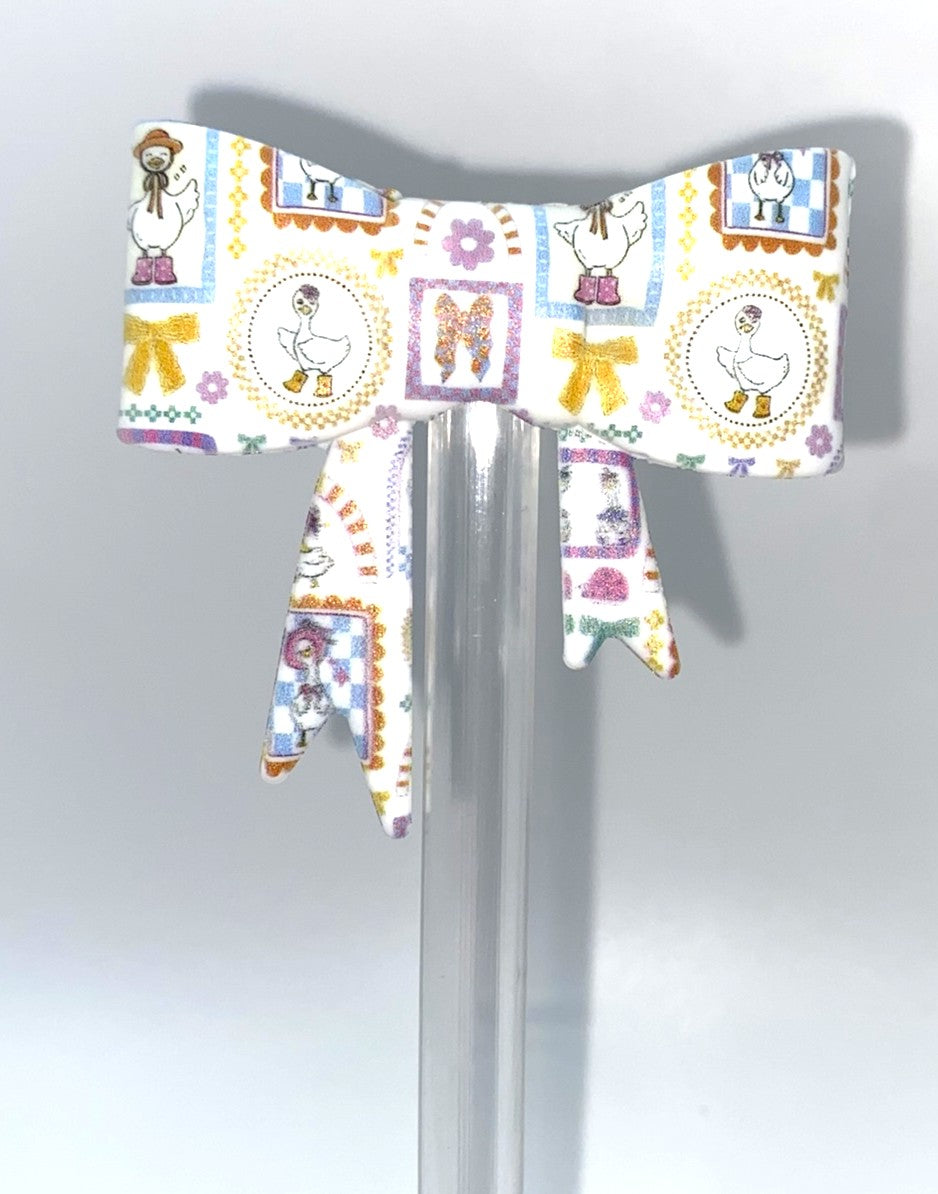 Picture Goose Bow Straw Topper
