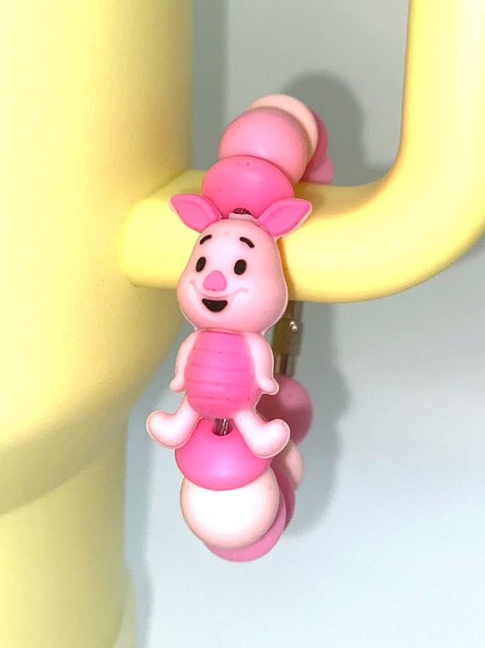 Shy Piglet 3D Yellow Honey Bear Friend Stanley Tumbler Cup Handle Charm