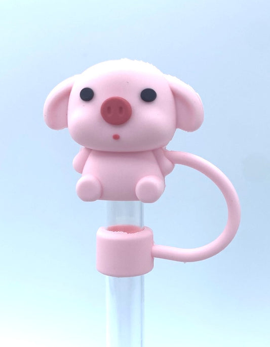 Pink Pig 3D Straw Topper