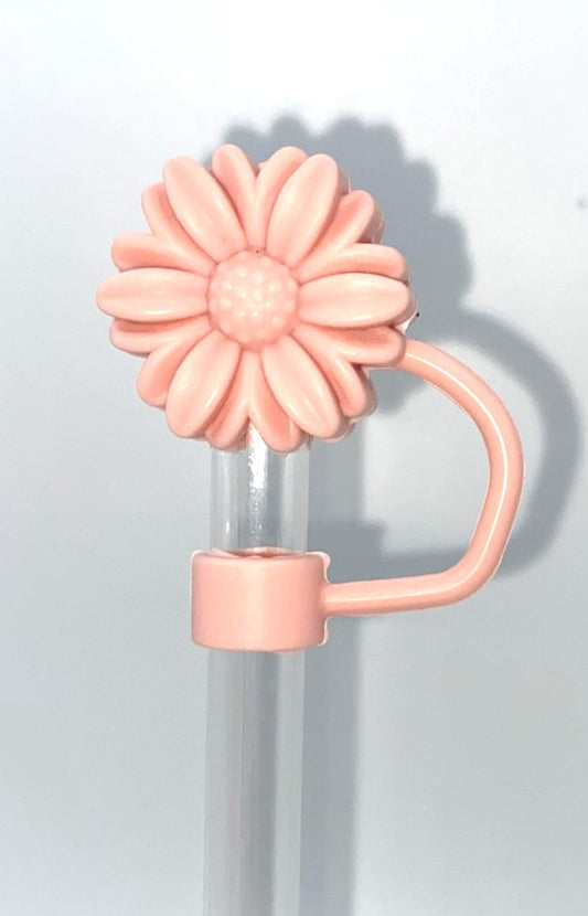 Soft Pink Daisy Flower 3D Straw Topper