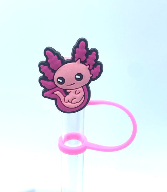 Pink Axolotl Straw Topper