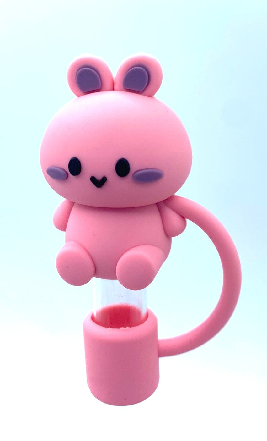 Pink Bunny Rabbit 3D Straw Topper