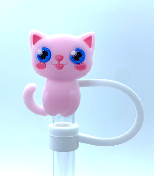 Pink Kitty Cat Straw Topper