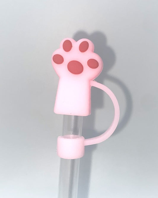 Pink Kitty Cat Paw 3D Straw Topper