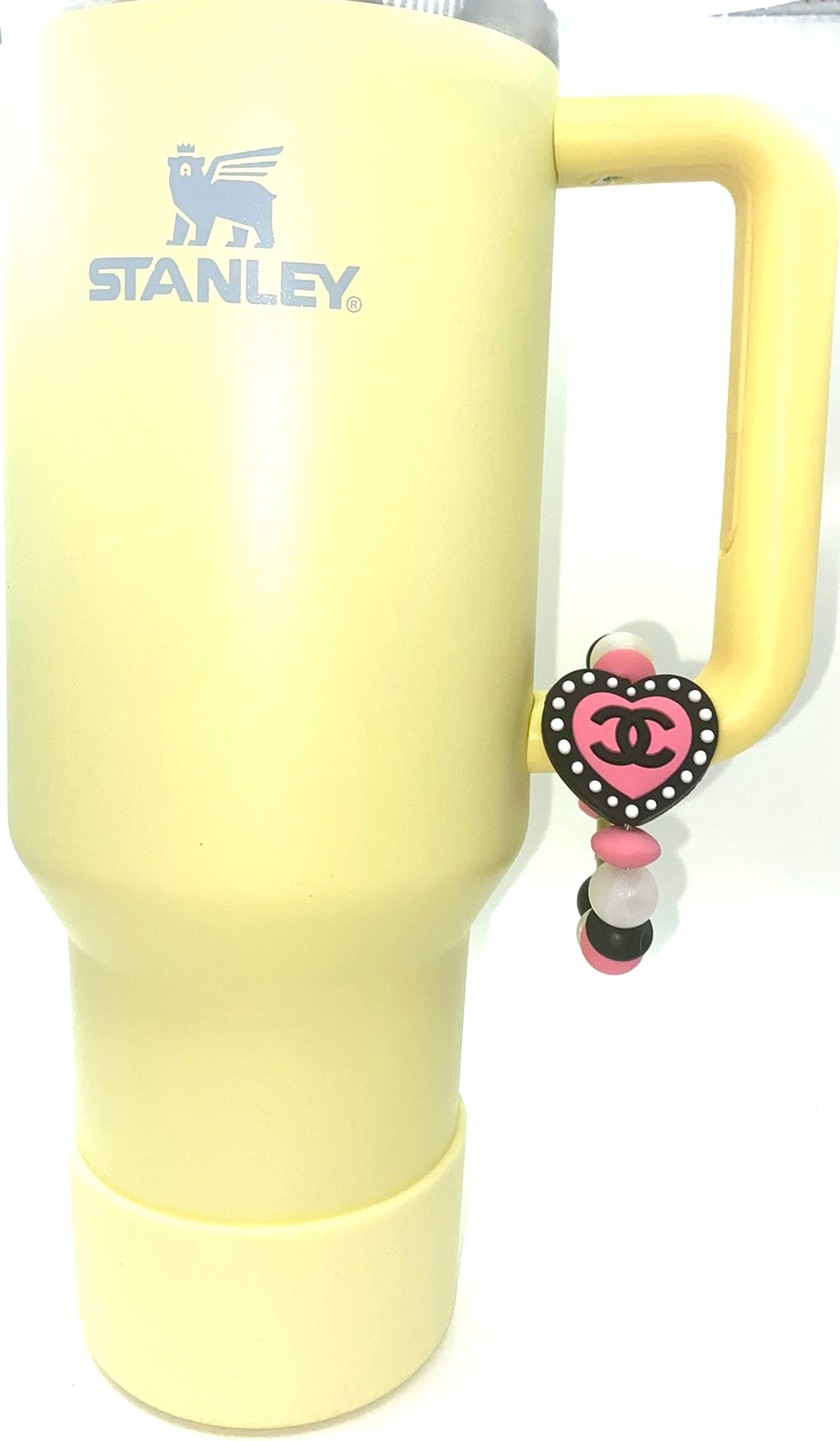 Designer Black & Pink CC Heart Stanley Tumbler Cup Handle Charm