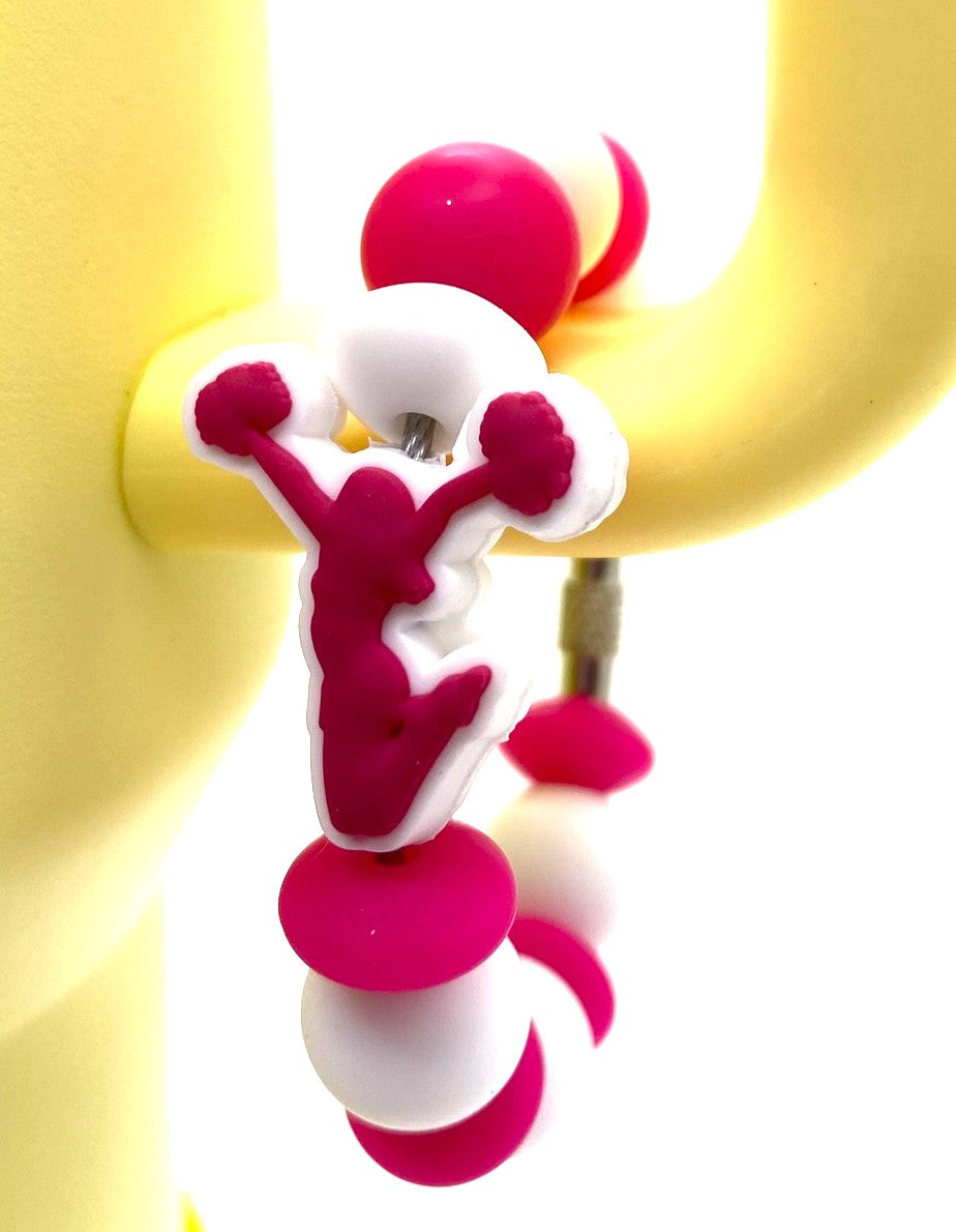 Hot Pink Cheerleader Stanley Tumbler Cup Handle Charm