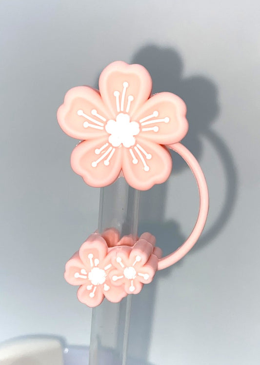 Pink Sakura Cherry Blossom Flower 3D Straw Topper
