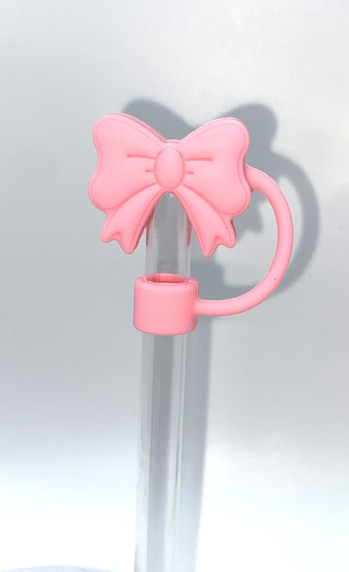 Pink Coquette Bow 3D Straw Topper