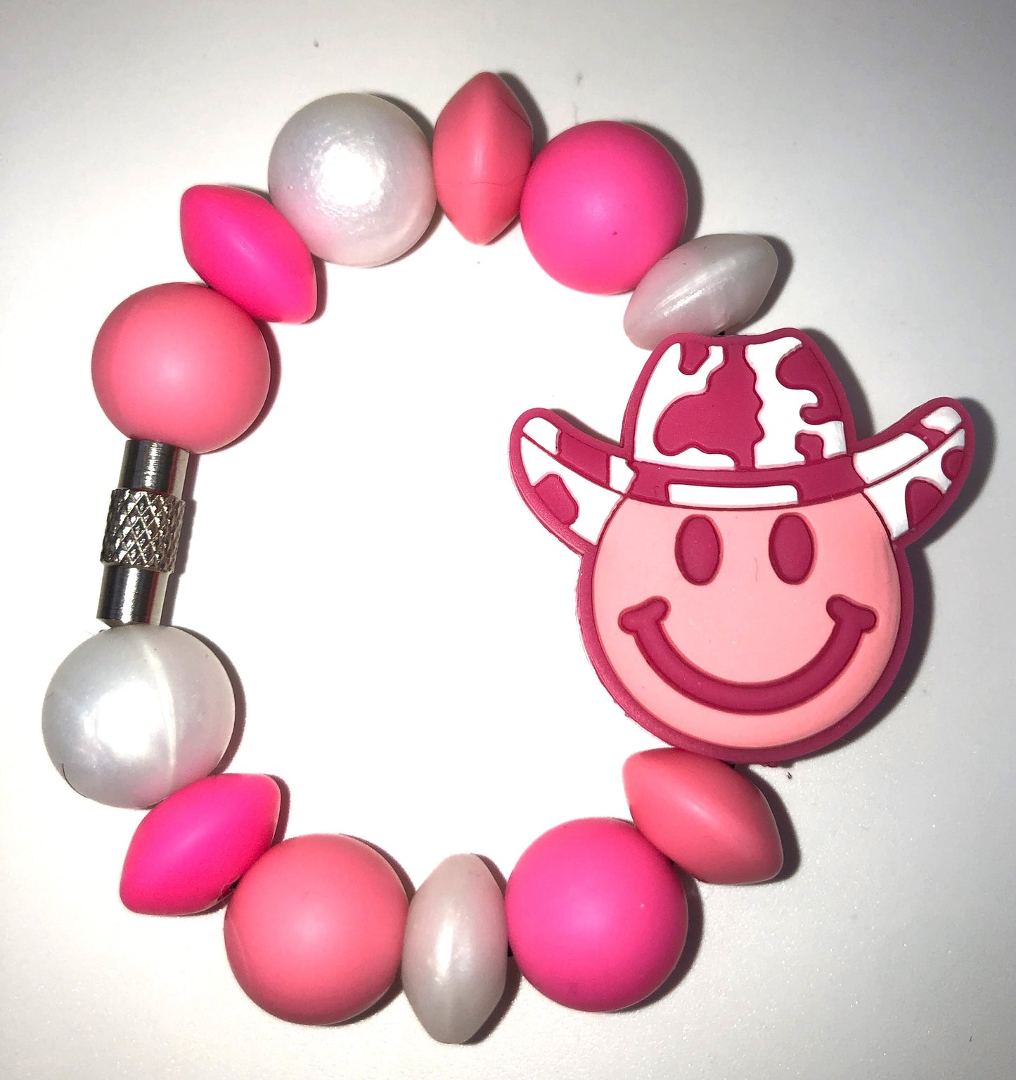 Pink Cowboy Smiley Face Stanley Tumbler Cup Handle Charm