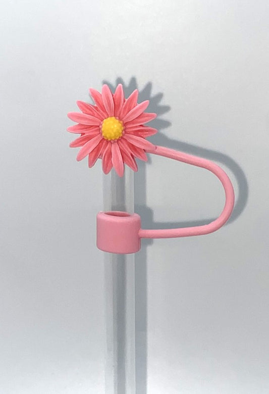 Pink Daisy Jagged Flower Straw Topper