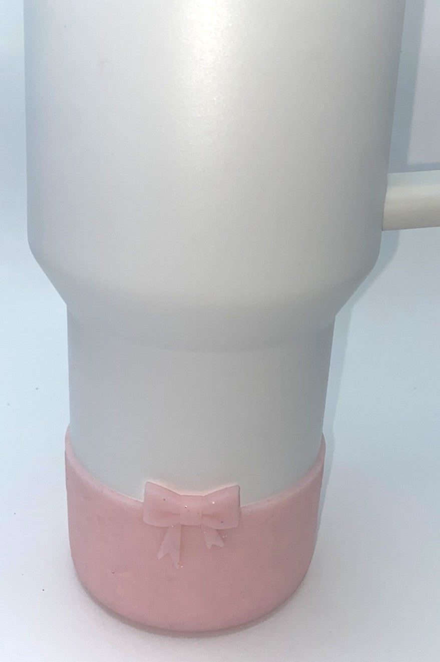 Light Pink Glitter Bow Stanley Tumbler Boot Sleeve #156