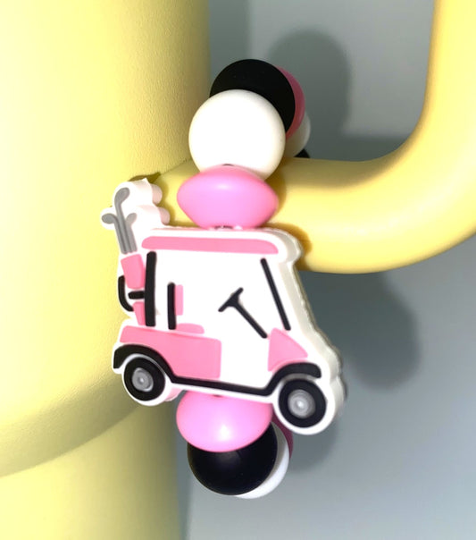 Pink Golf Cart Stanley Tumbler Cup Handle Charm
