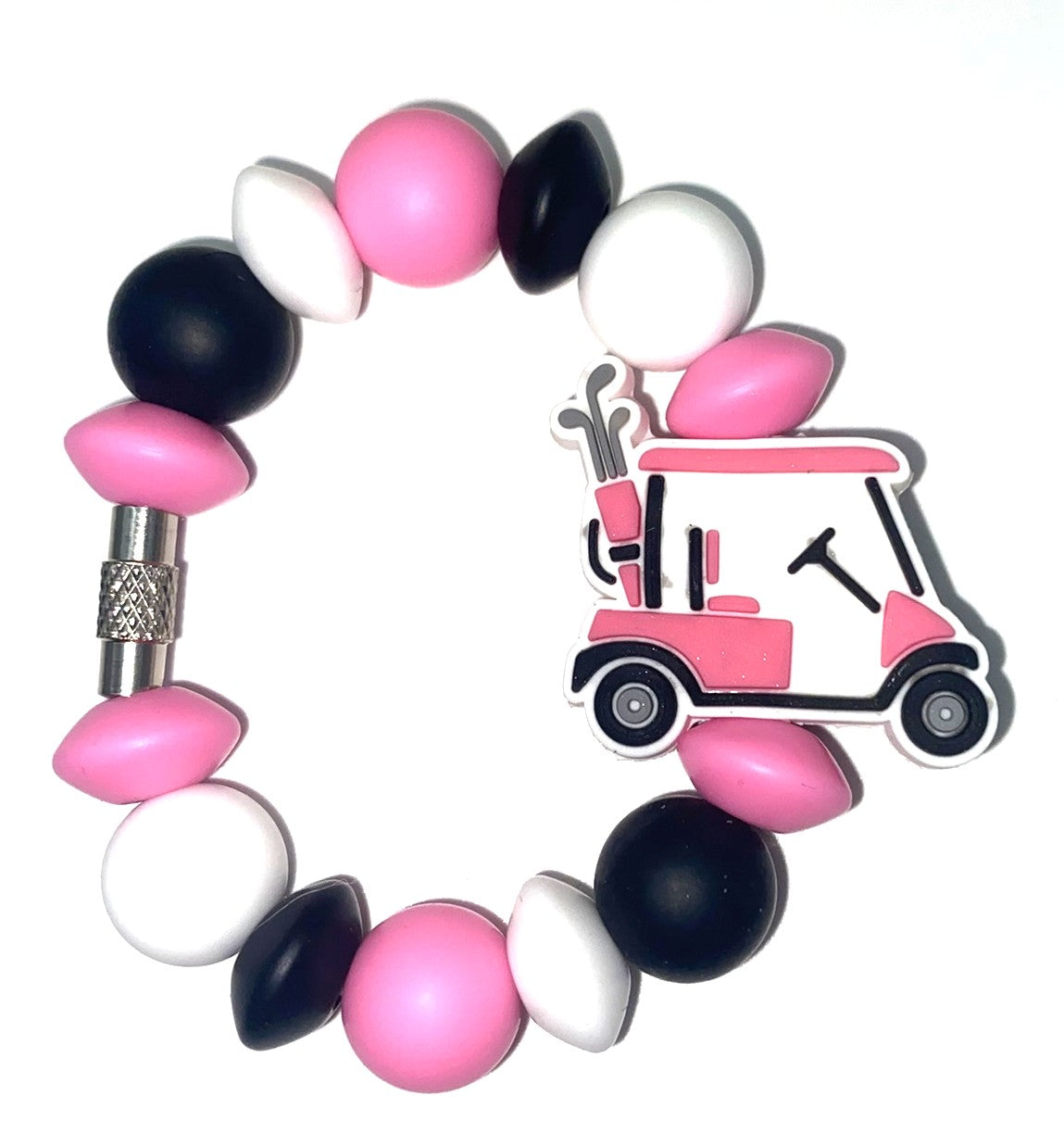 Pink Golf Cart Stanley Tumbler Cup Handle Charm