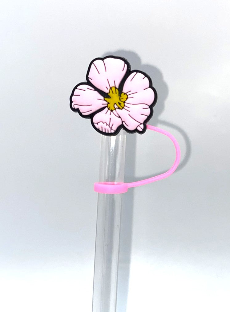 Pink Hibiscus #2 Flower Straw Topper