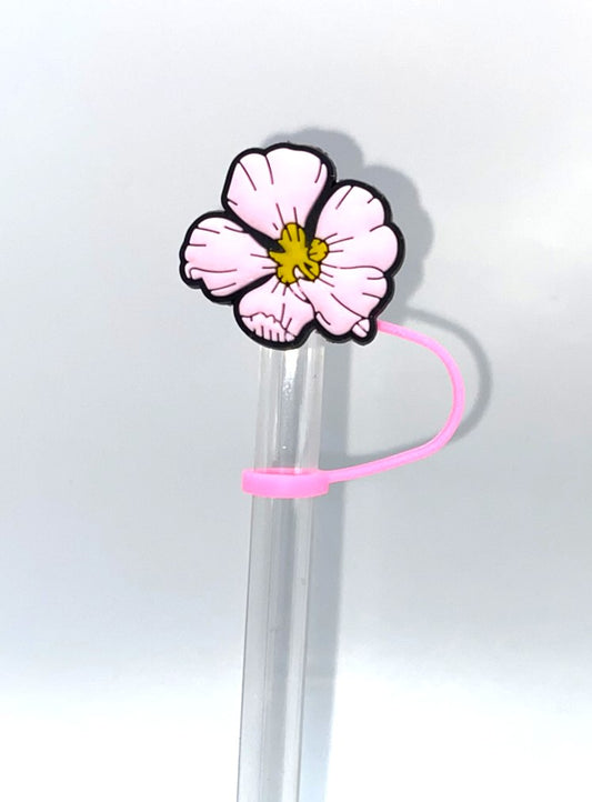 Pink Hibiscus #2 Flower Straw Topper