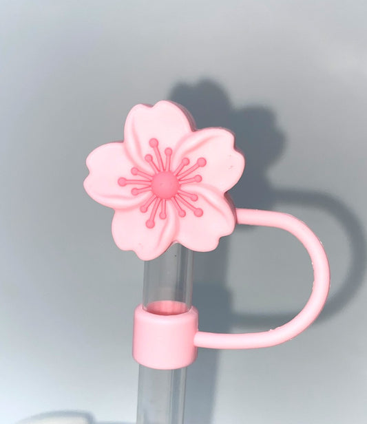 Pink Hibiscus Flower 3D Straw Topper