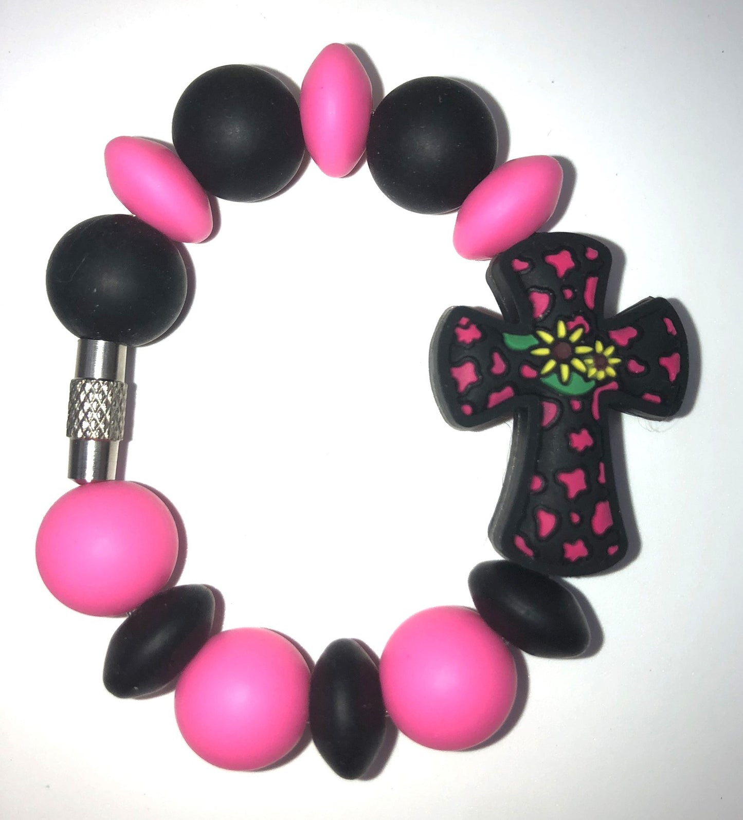 Hot Pink Leopard Print Cross Stanley Tumbler Cup Handle Charm