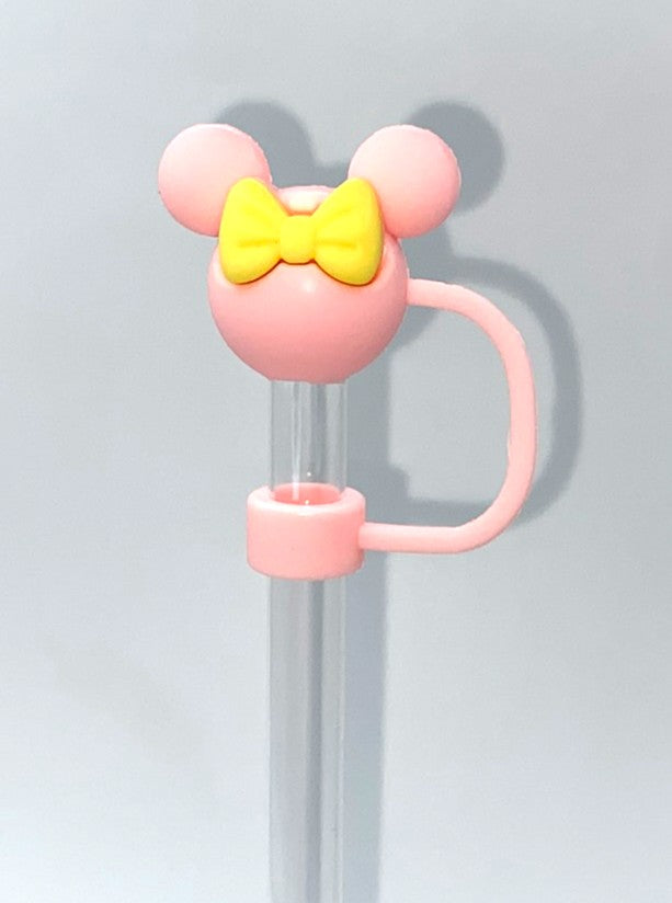 Pink Magical Girl Mouse Ears w/Yellow Bow 3D Straw Topper