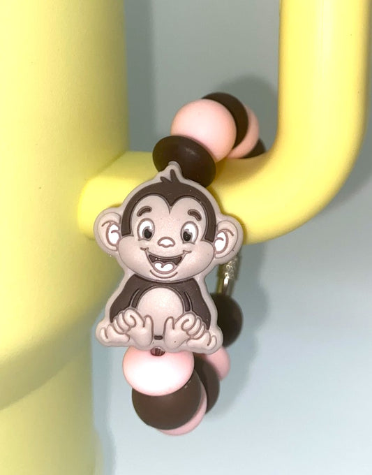 Cute Pinkish Monkey Stanley Tumbler Cup Handle Charm