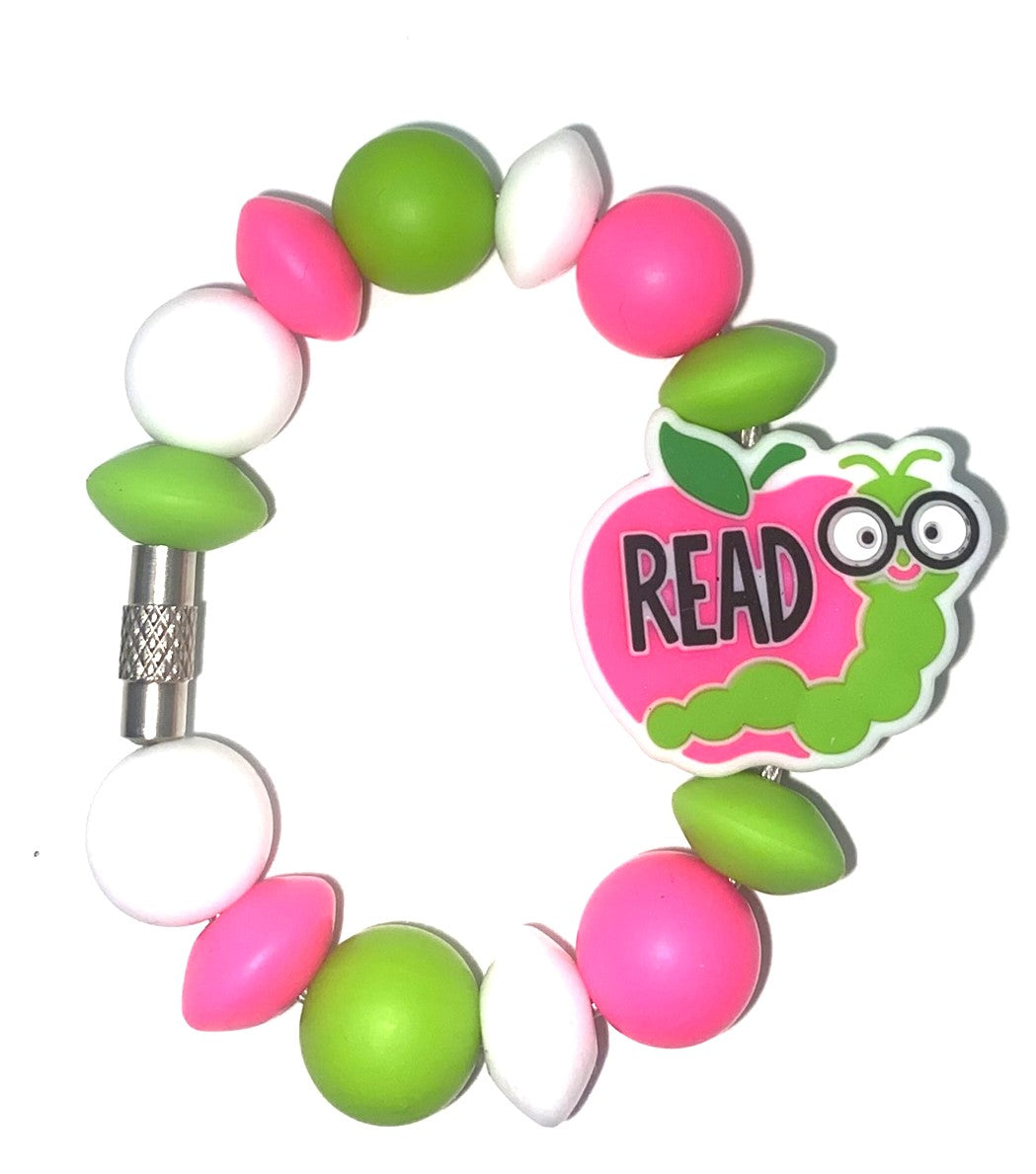 Read Bookworm Pink Apple Stanley Tumbler Cup Handle Charm