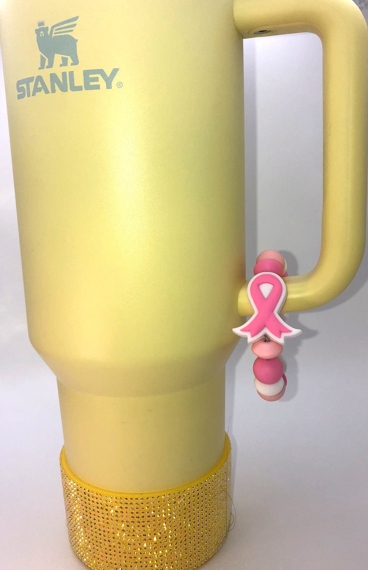 Pink Ribbon Breast Cancer Awareness Stanley Tumbler Cup Handle Charm