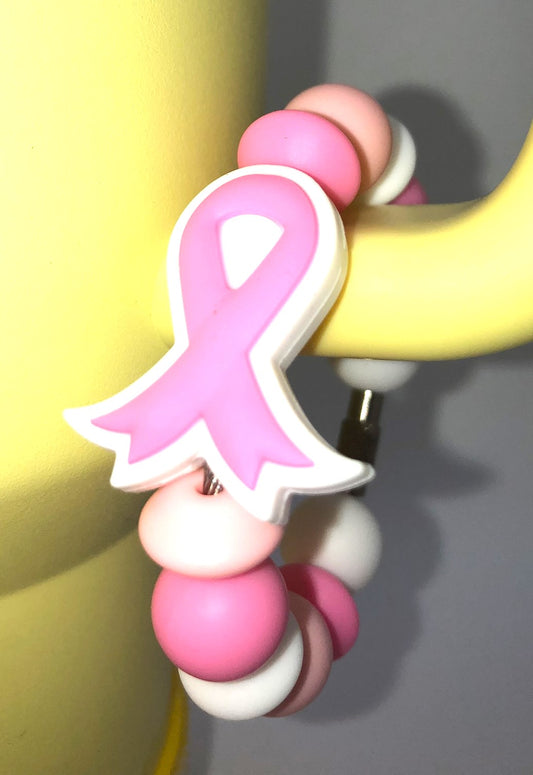 Pink Ribbon Breast Cancer Awareness Stanley Tumbler Cup Handle Charm